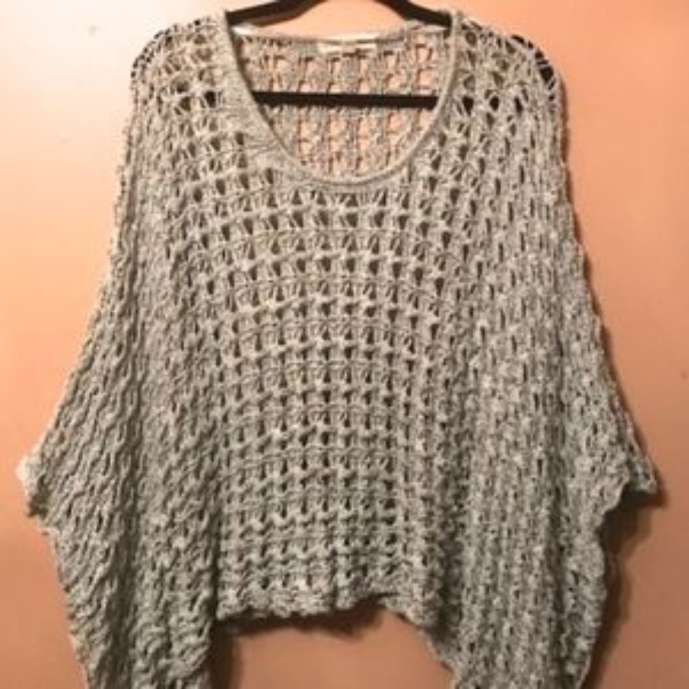 Light teal knit poncho never worn - Picture 2 of 5